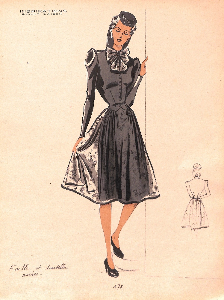 French Fashion, Black Dress, Winter, 1942 (no. 478)
