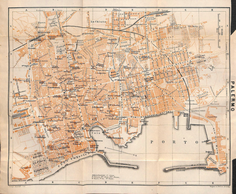 Palermo, Map of Palermo, Antique Matted Map, 1911
